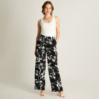 Pantalón Casual Palazzo Negro Floral
