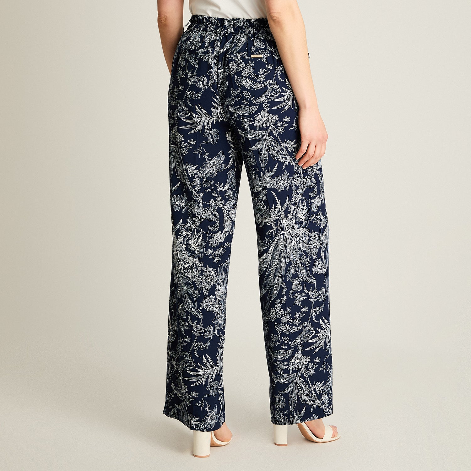 Pantalón Casual Palazzo Azul Estampado