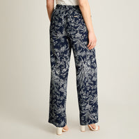 Pantalón Casual Palazzo Azul Estampado