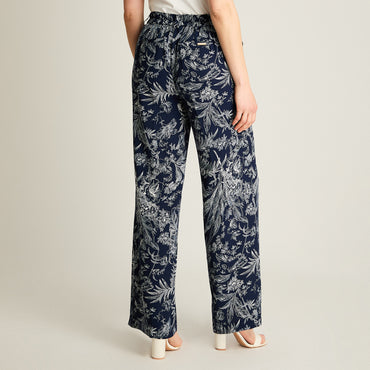 Pantalón Casual Palazzo Azul Estampado