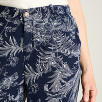 Pantalón Casual Palazzo Azul Estampado