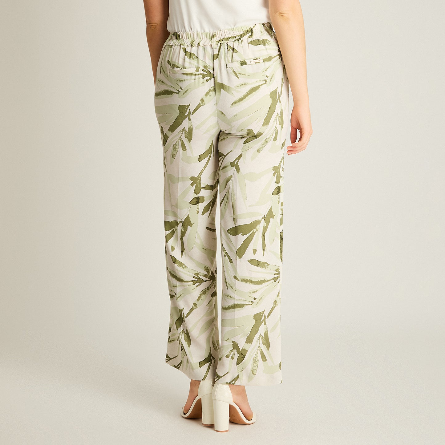Pantalón Casual Palazzo Verde Estampado