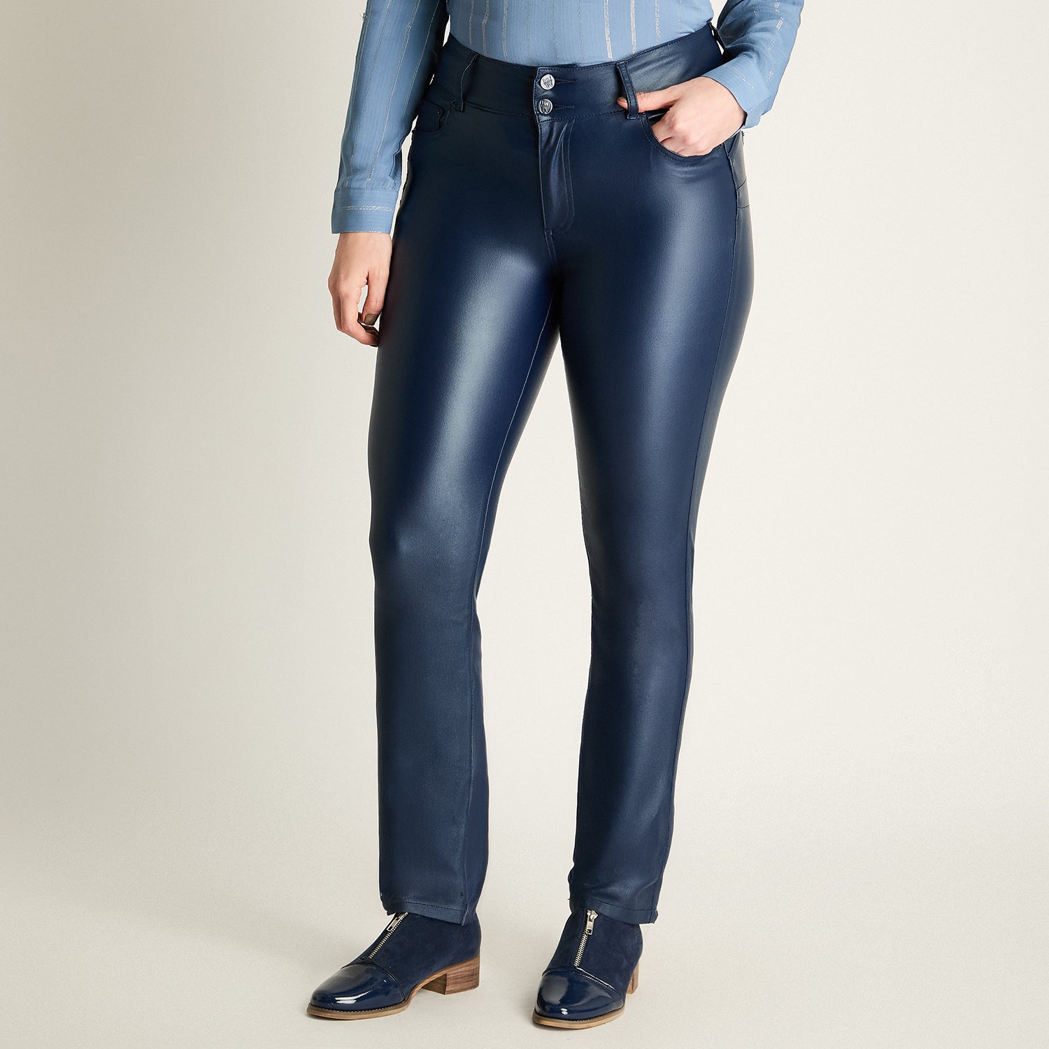 Pantalón Casual Azul Recto