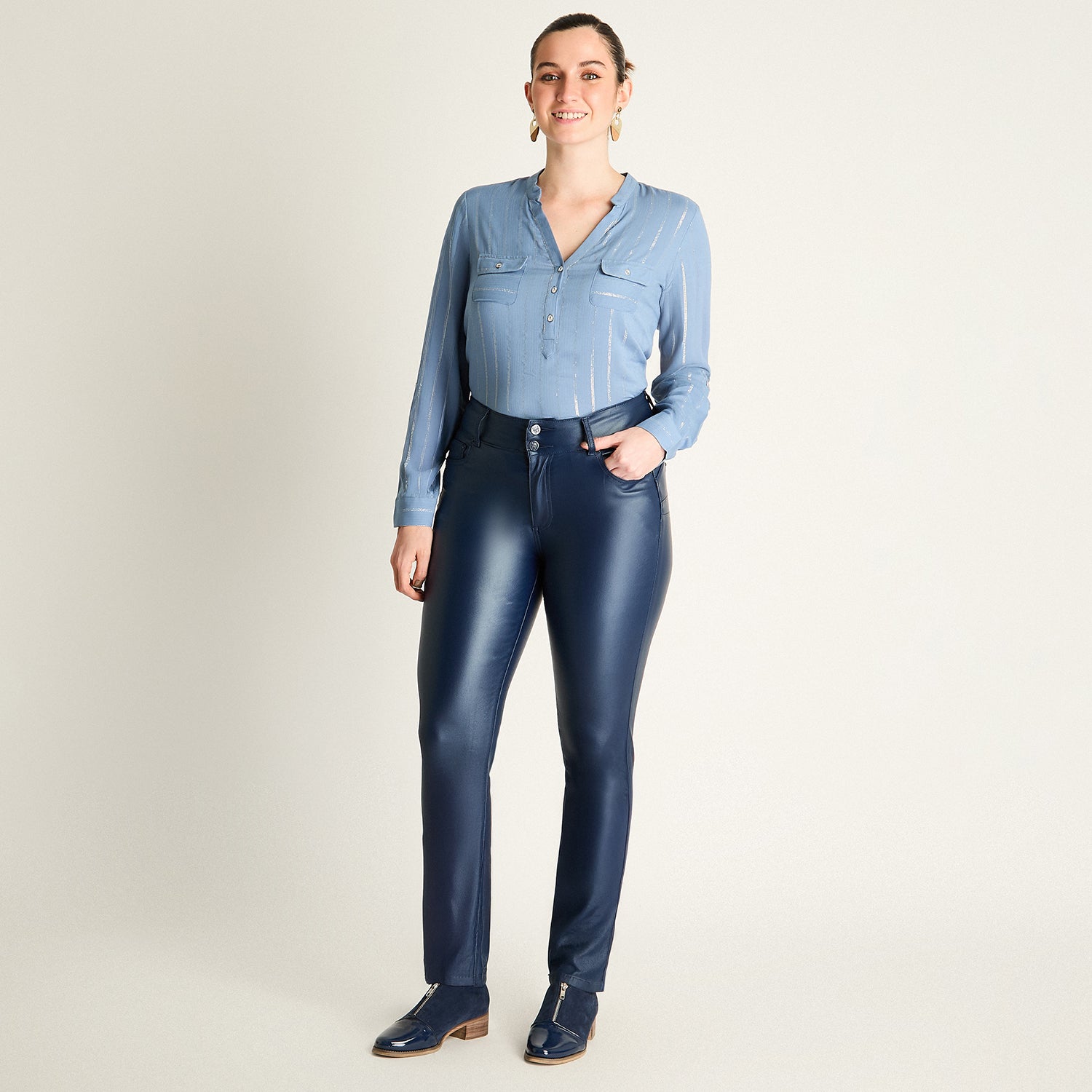 Pantalón Casual Azul Recto
