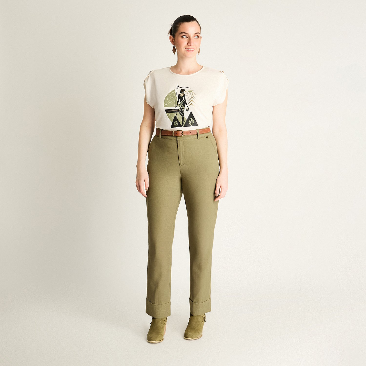 Pantalón Recto Verde Natural