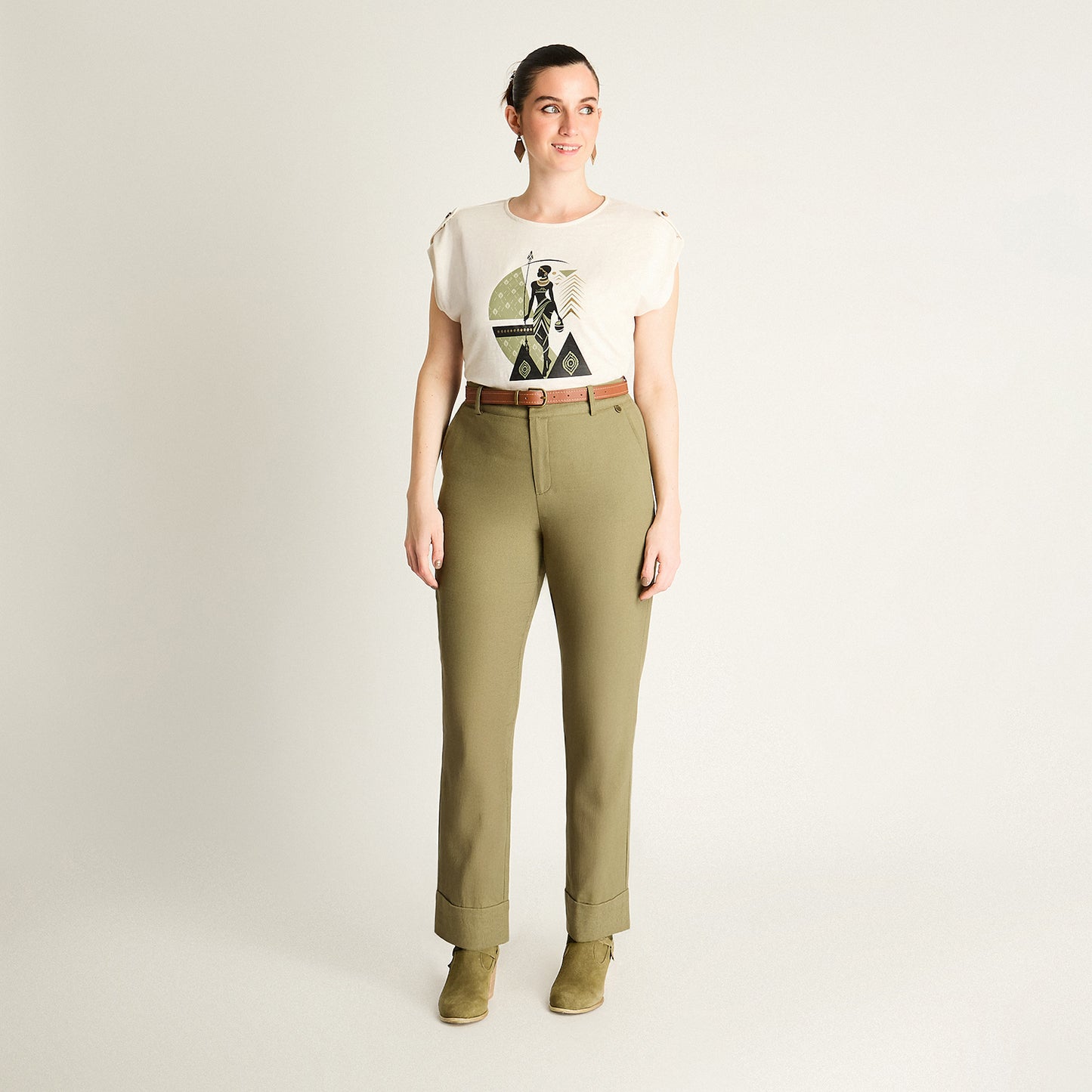 Pantalón Recto Verde Natural