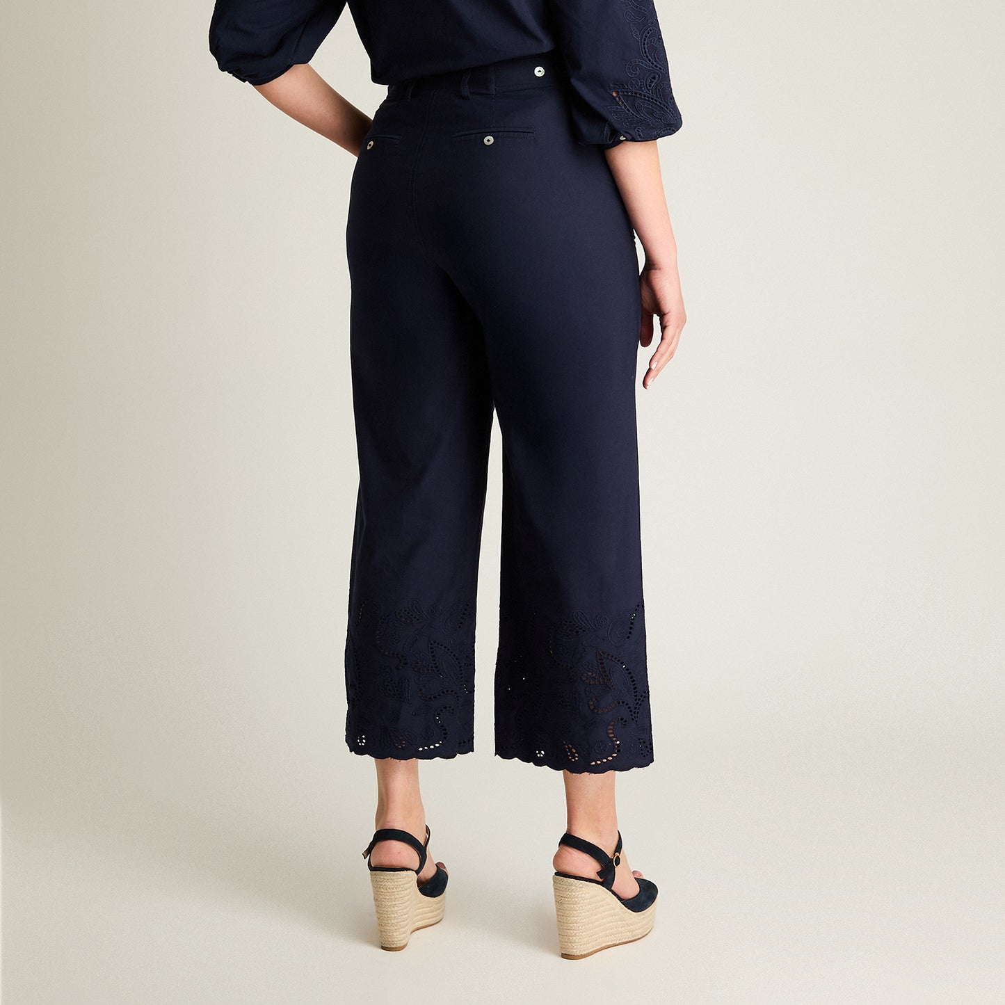 Pantalon Sport Azul Palazzo No Elasticado Calce Normal