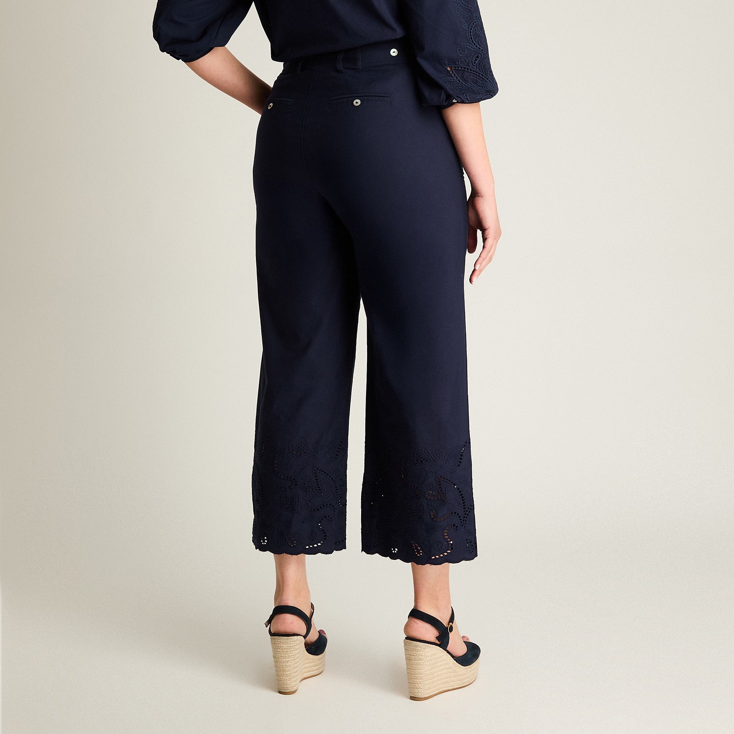 Pantalon Sport Azul Palazzo No Elasticado Calce Normal