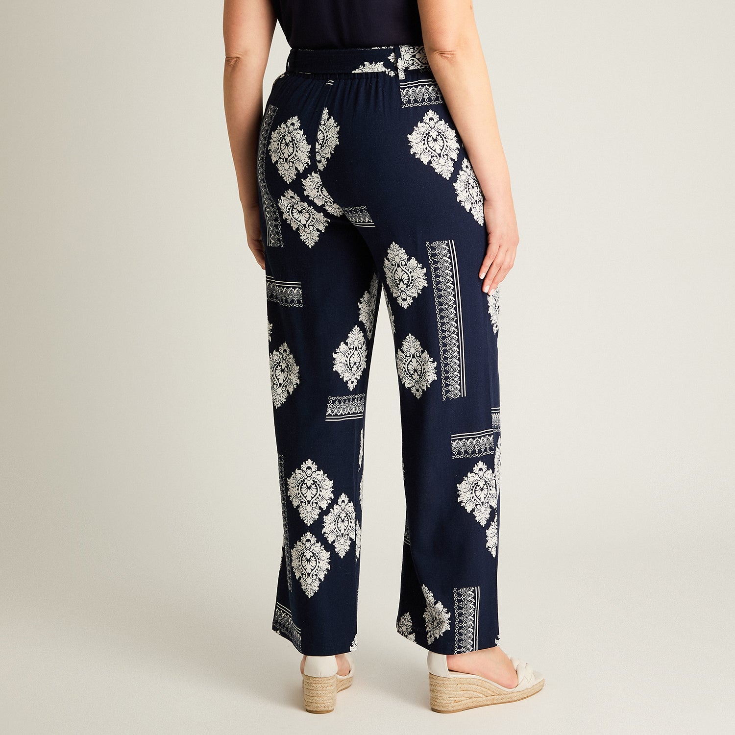 Pantalon Sport Azul Palazzo No Elasticado Calce Normal
