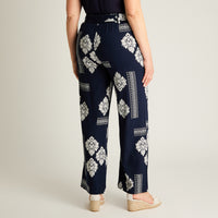 Pantalon Sport Azul Palazzo No Elasticado Calce Normal