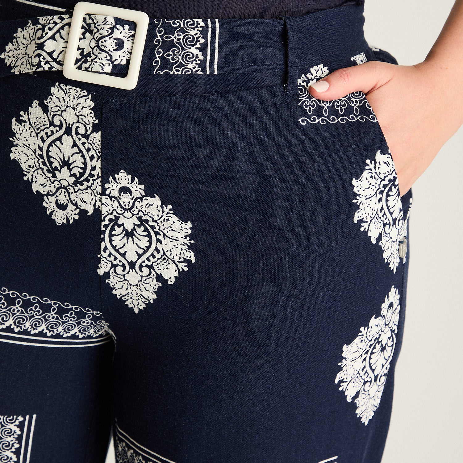 Pantalon Sport Azul Palazzo No Elasticado Calce Normal