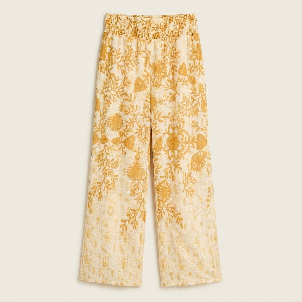 Pantalón Sport Crudo Palazzo No Elasticado Calce Normal en plano