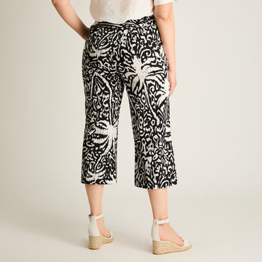 Pantalon Sport Negro Culotte Elasticidad Media Calce Holgado