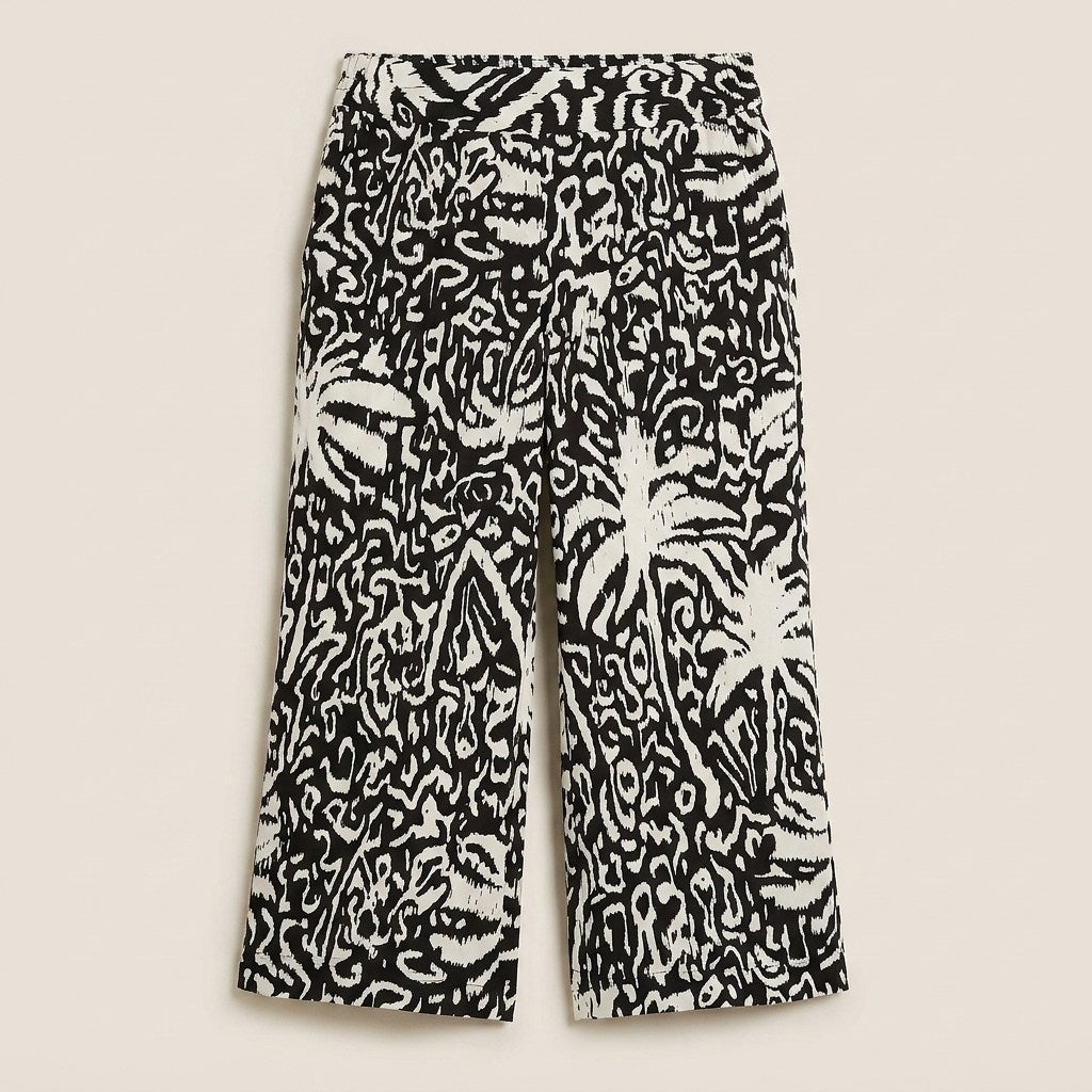 Pantalón Sport Negro Culotte Elasticidad Media Calce Holgado en plano