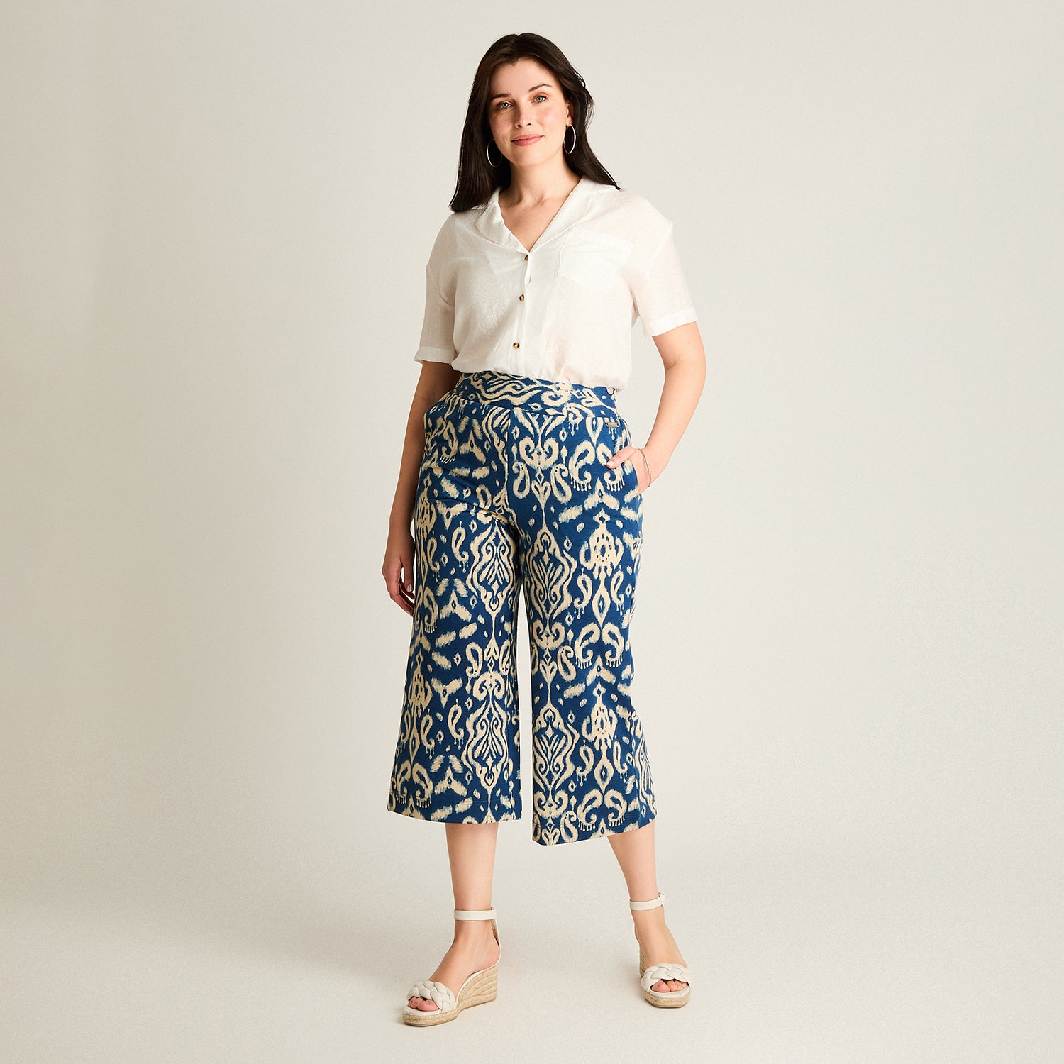 Pantalon Sport Azul Culotte Elasticidad Media Calce Holgado