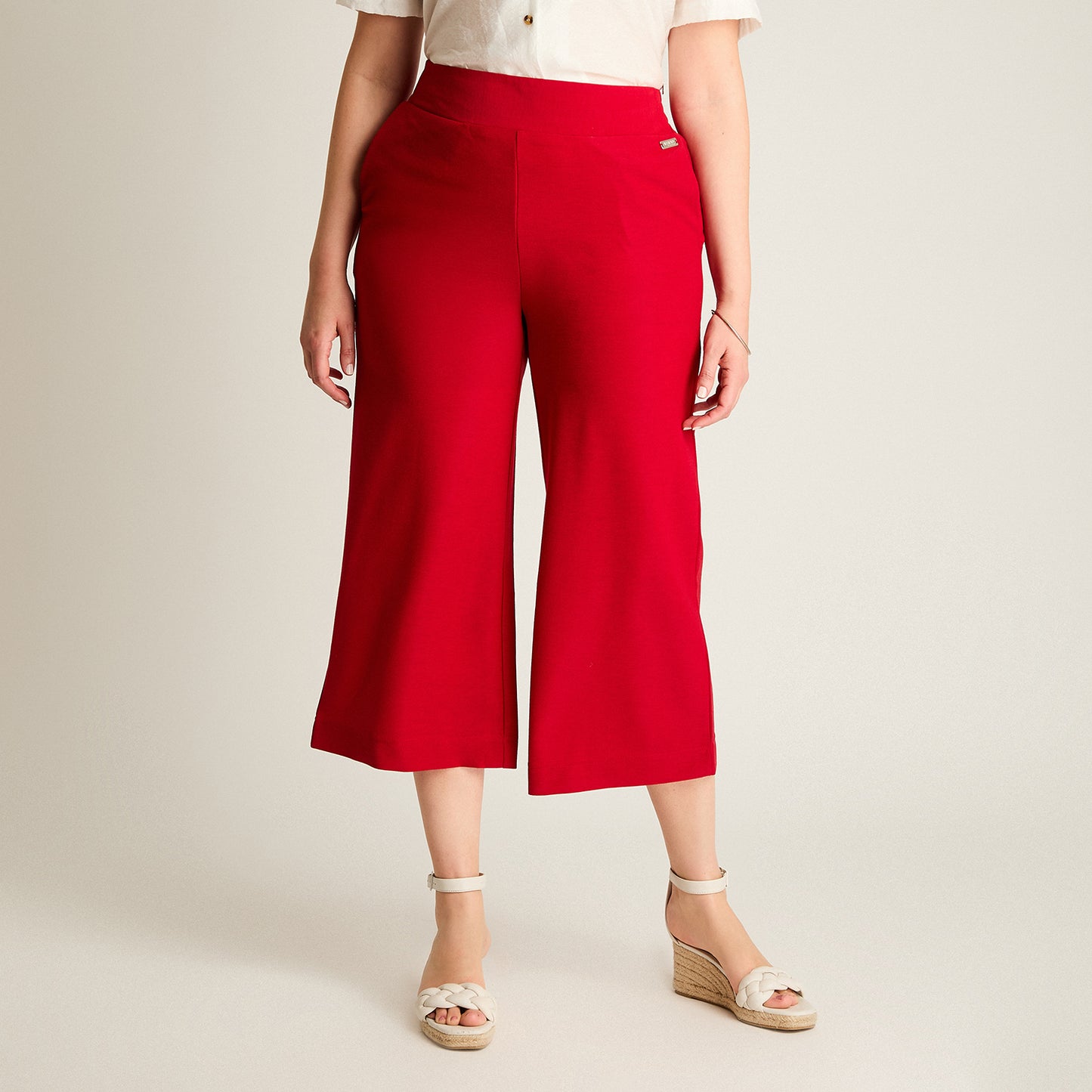 Pantalon Sport Rojo Culotte Elasticidad Media Calce Holgado