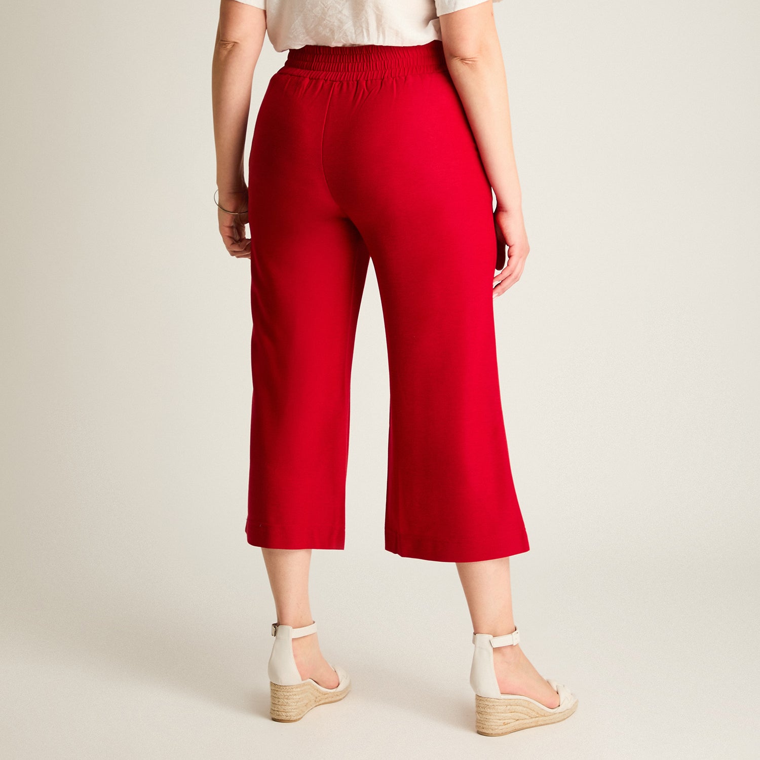 Pantalon Sport Rojo Culotte Elasticidad Media Calce Holgado