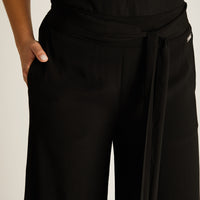 Pantalon Sport Negro Palazzo No Elasticado Calce Normal