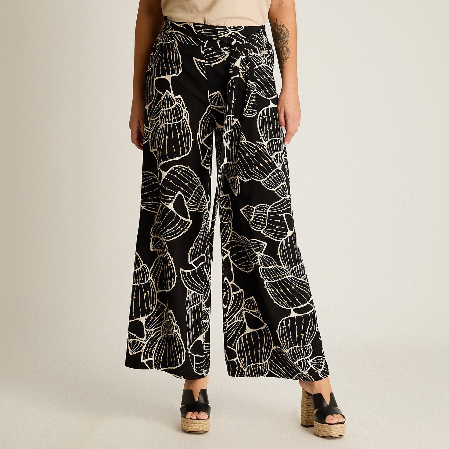 Pantalon Sport Crudo Palazzo No Elasticado Calce Normal