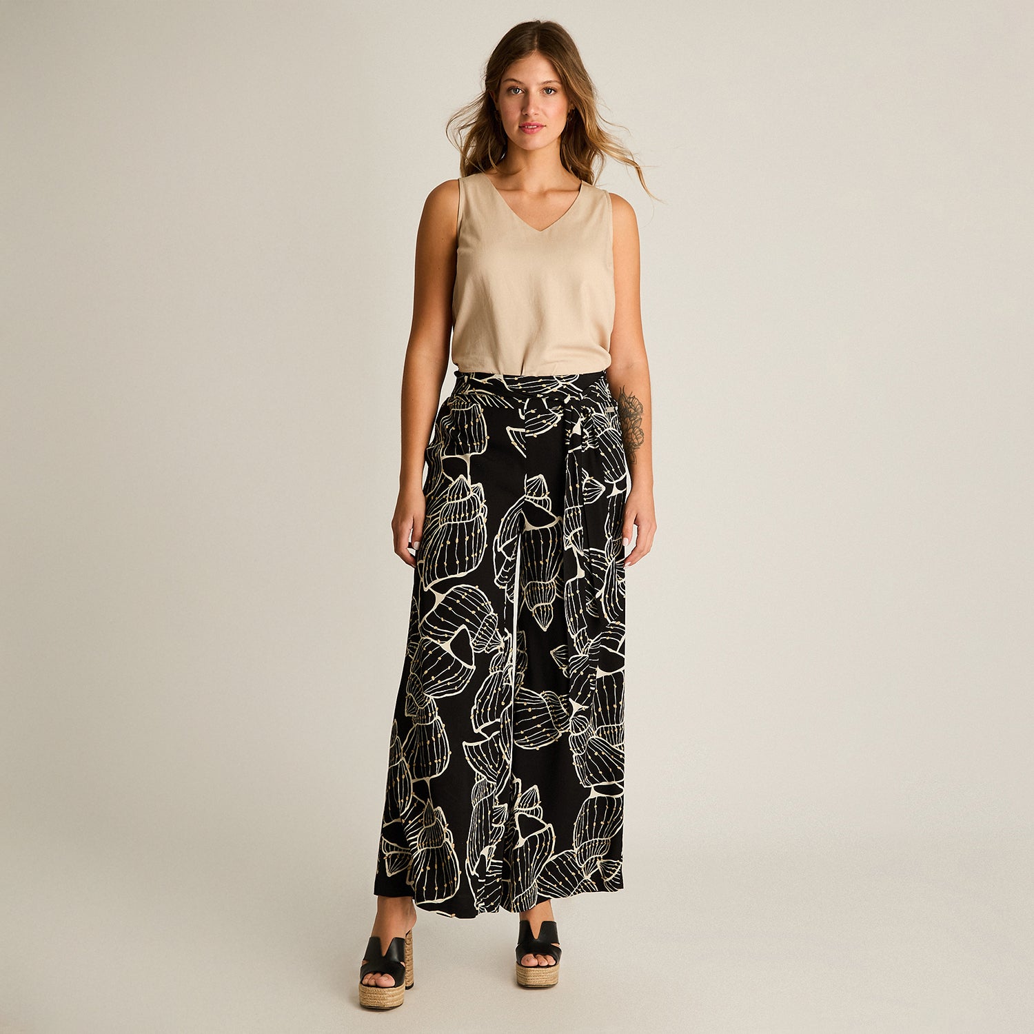 Pantalon Sport Crudo Palazzo No Elasticado Calce Normal