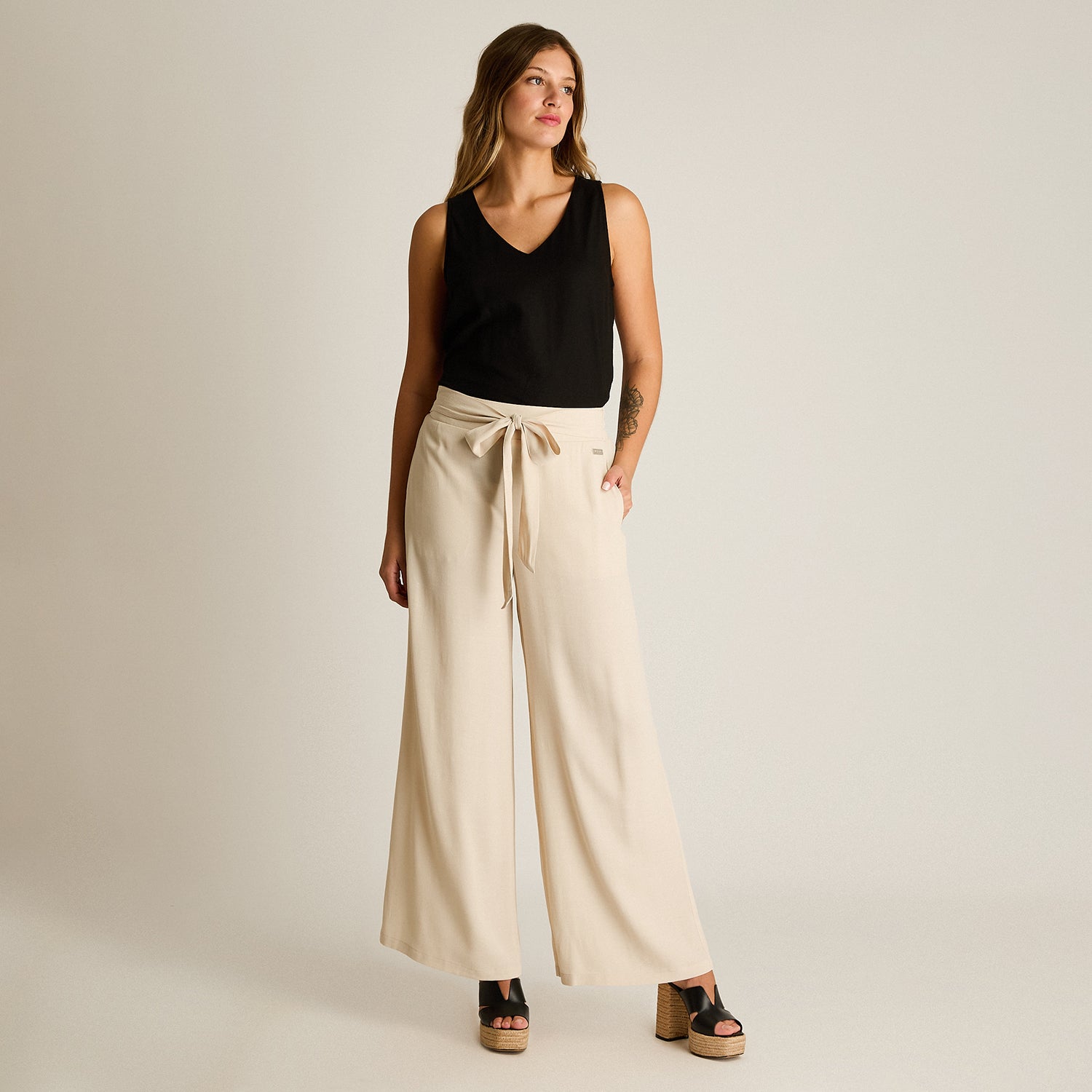 Pantalon Sport Arena Palazzo No Elasticado Calce Normal