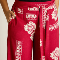 Pantalon Sport Fucsia Palazzo No Elasticado Calce Normal