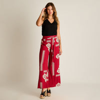 Pantalon Sport Fucsia Palazzo No Elasticado Calce Normal