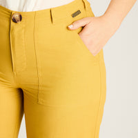 Pantalon Sport Mostaza Culotte No Elasticado Calce Normal