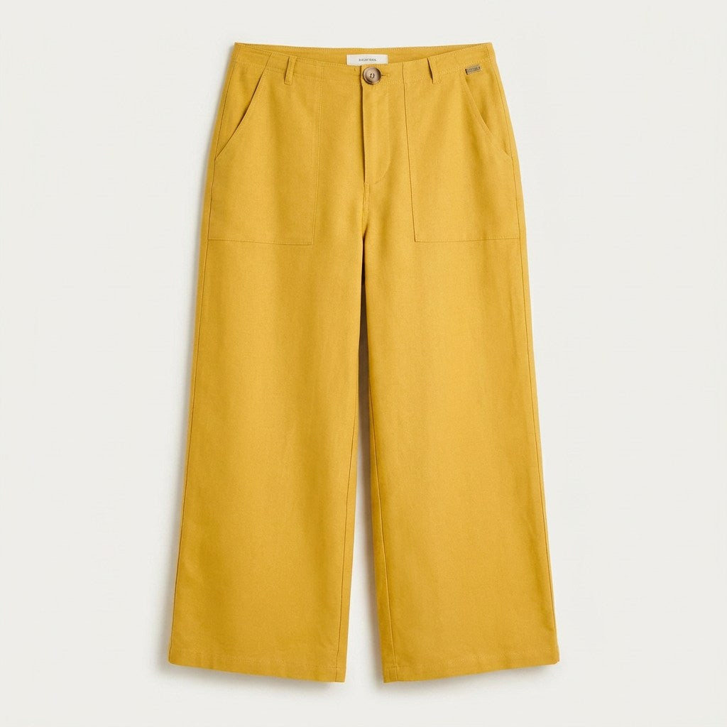 Pantalón Mostaza Culotte No Elasticado Calce Normal en plano