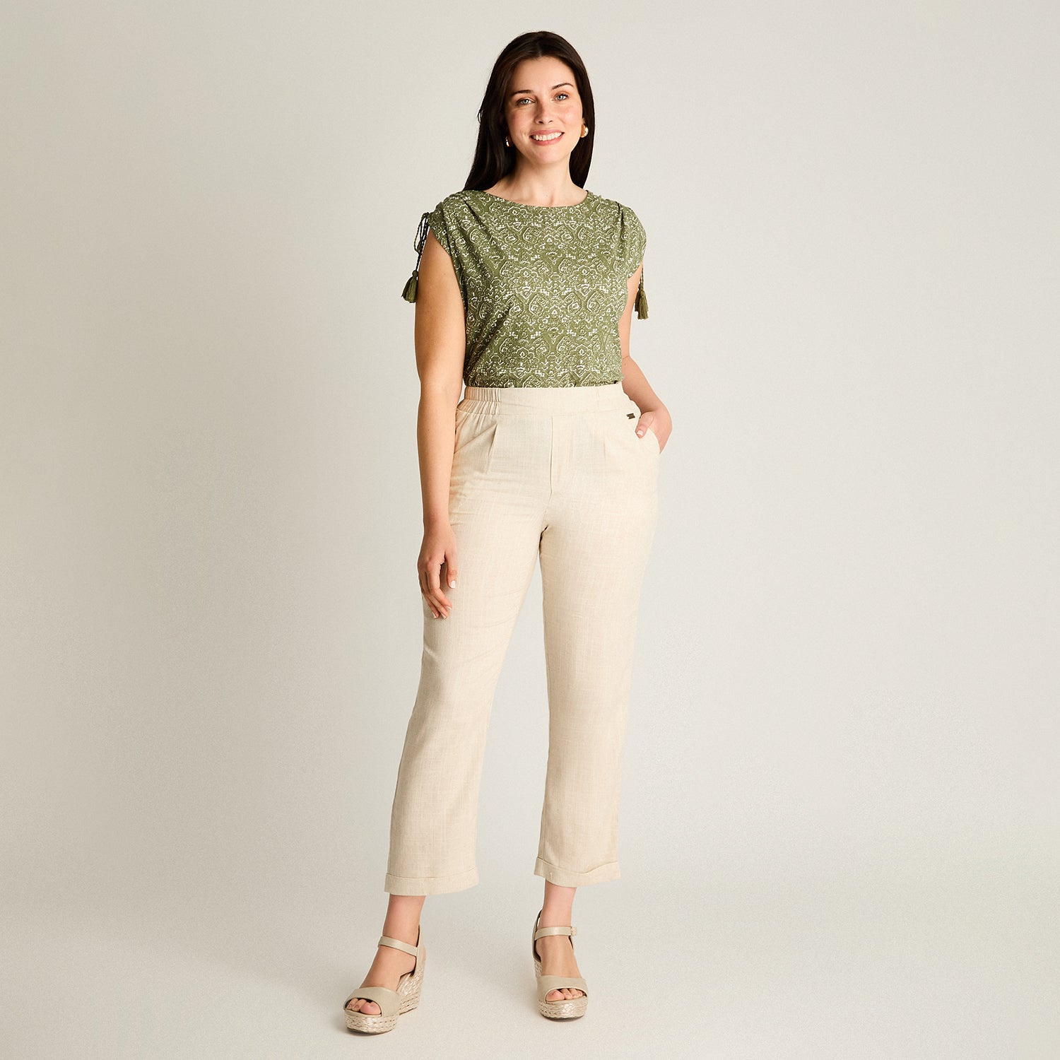 Pantalon Sport Beige Recto No Elasticado Calce Normal