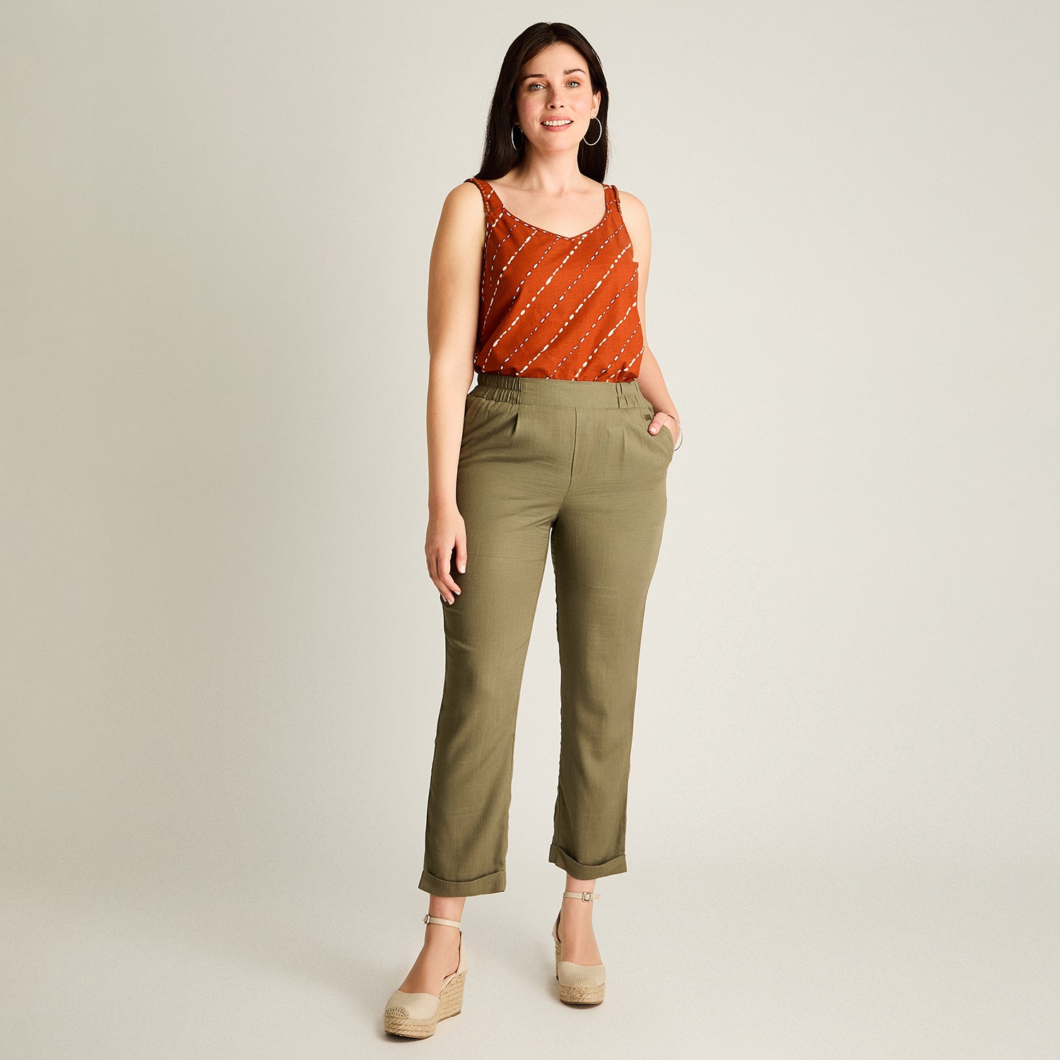 Pantalon Sport Verde Recto No Elasticado Calce Normal