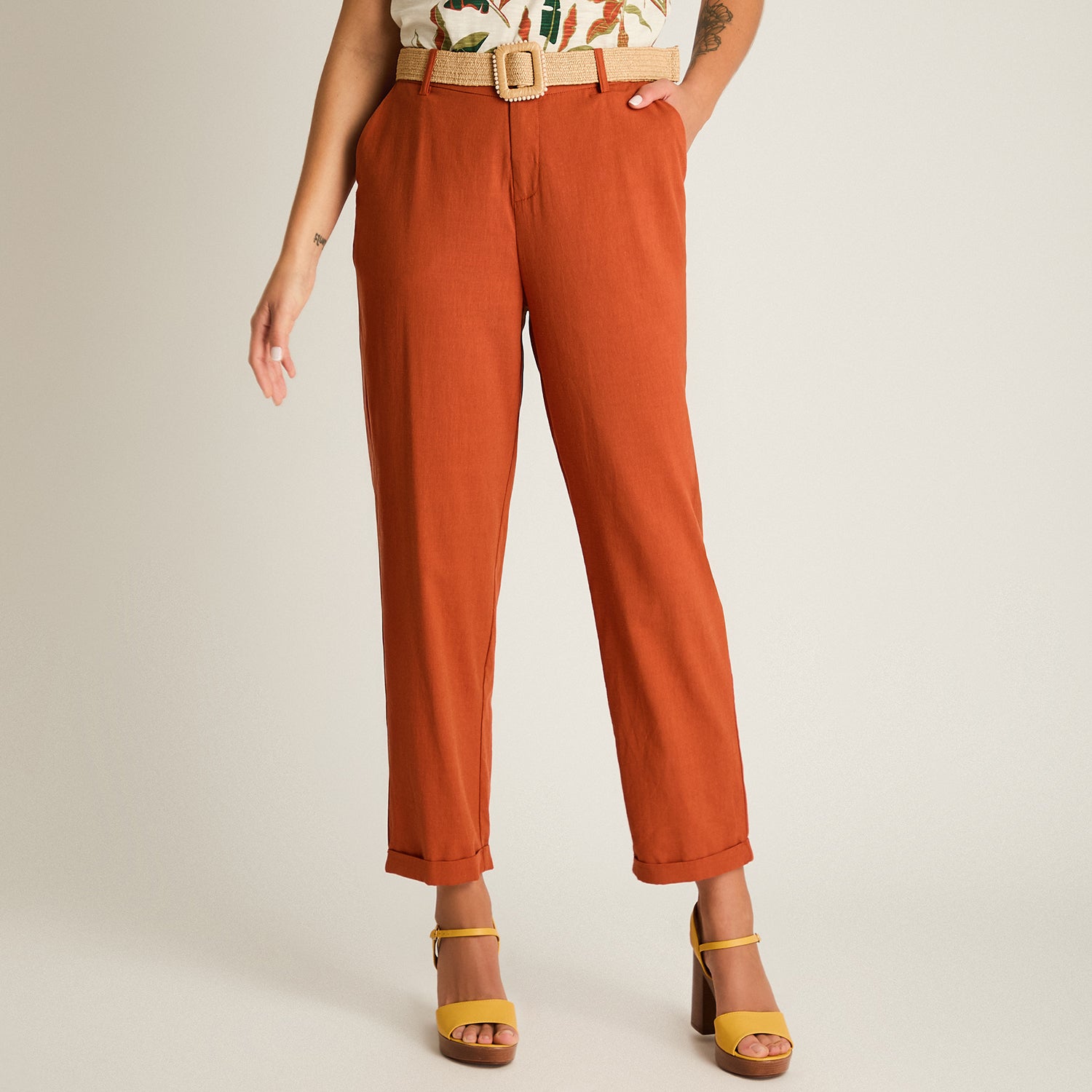 Pantalon Sport Terracota Recto No Elasticado Calce Normal