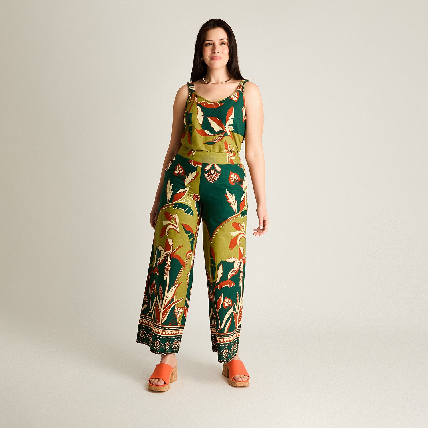 Pantalon Sport Verde Palazzo No Elasticado Calce Holgado