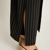 Pantalon Sport Negro Palazzo No Elasticado Calce Holgado