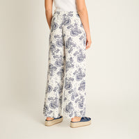 Pantalon Palazzo Blanco Estampado Mediterráneo