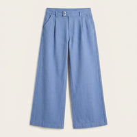 Pantalon Algodón Azul Wide Leg en plano