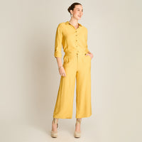 Pantalon Sport Mostaza Elasticidad Nula Sin Forro Calce Holgado Tela Plano