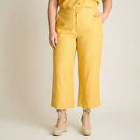 Pantalón Culotte Mostaza con Bolsillos Con Elástico en Cintrura