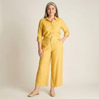 Pantalón Culotte Mostaza con Bolsillos Con Elástico en Cintrura en modelo adulta