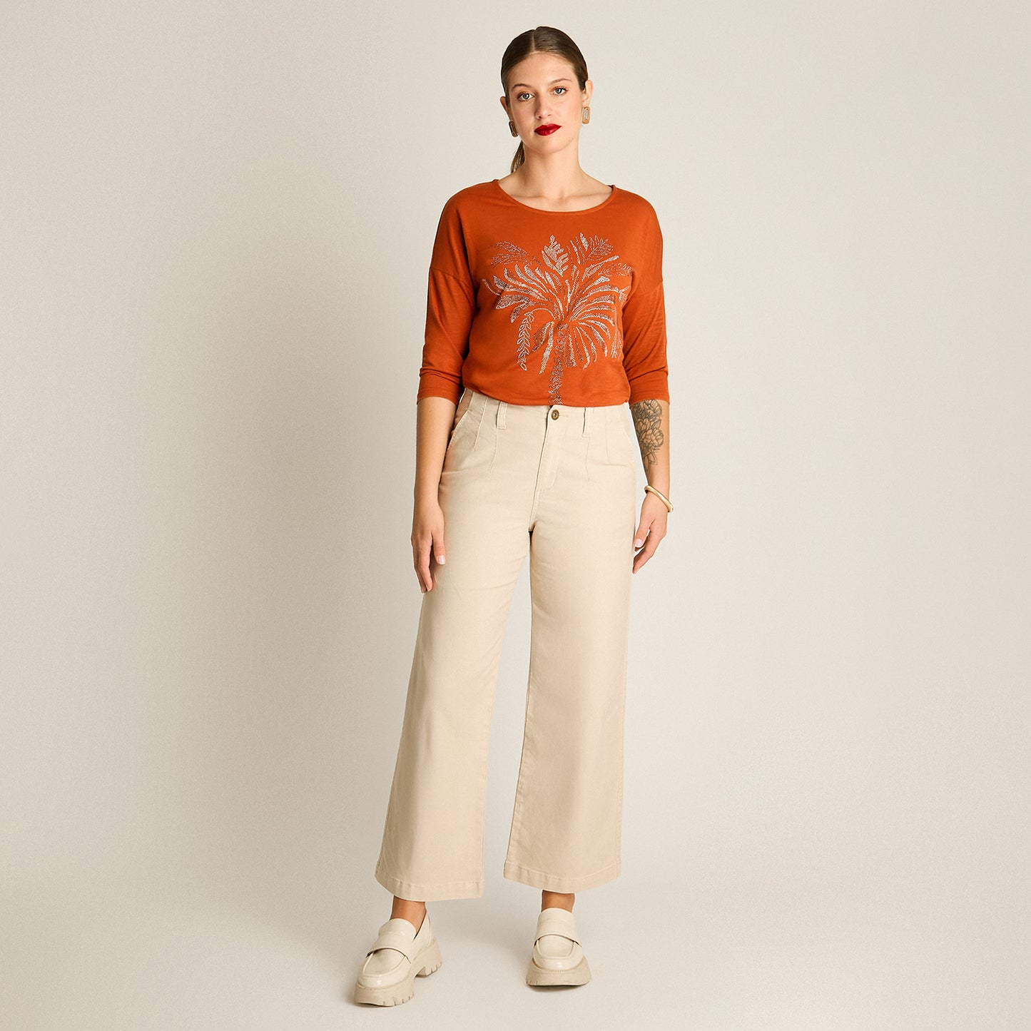 Pantalon Sport Crudo Elasticidad 0 Sin Forro Calce Holgado Tela Plano