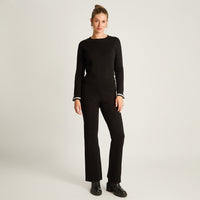 Pantalon Sport Negro Elasticidad Media Sin Forro Calce Normal Tela Tejido