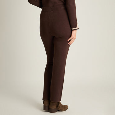 Pantalon Sport Cafe Elasticidad Media Sin Forro Calce Normal Tela Tejido