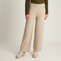 Pantalon Sport Beige Elasticidad Media Sin Forro Calce Normal Tela Tejido