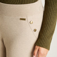 Pantalon Sport Beige Elasticidad Media Sin Forro Calce Normal Tela Tejido