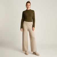 Pantalon Sport Beige Elasticidad Media Sin Forro Calce Normal Tela Tejido