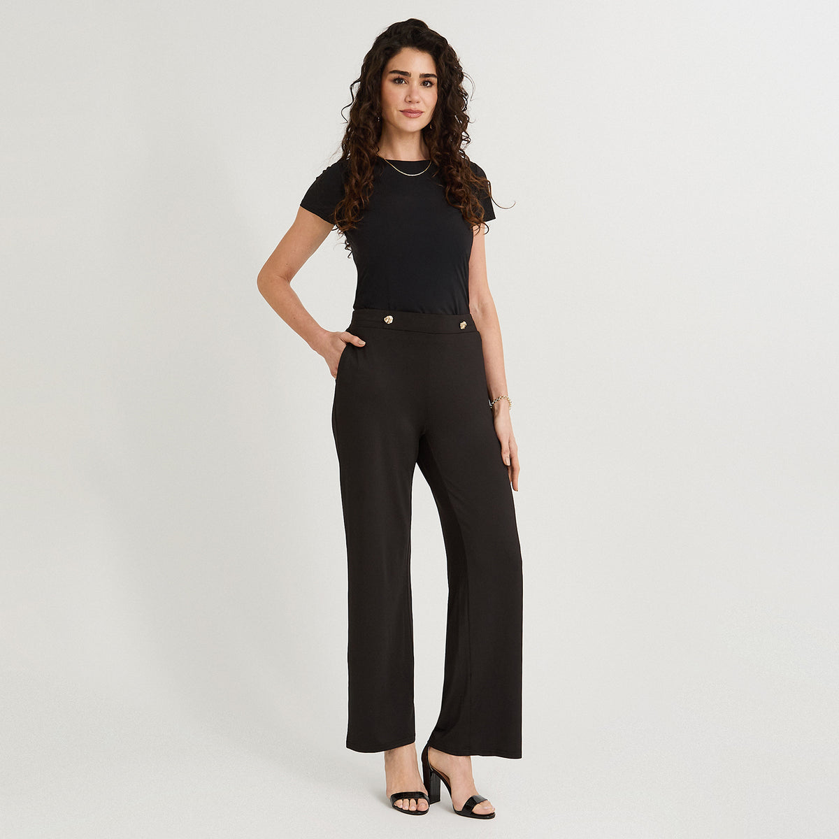Pantalón Sport Palazzo Polyspandex Negro
