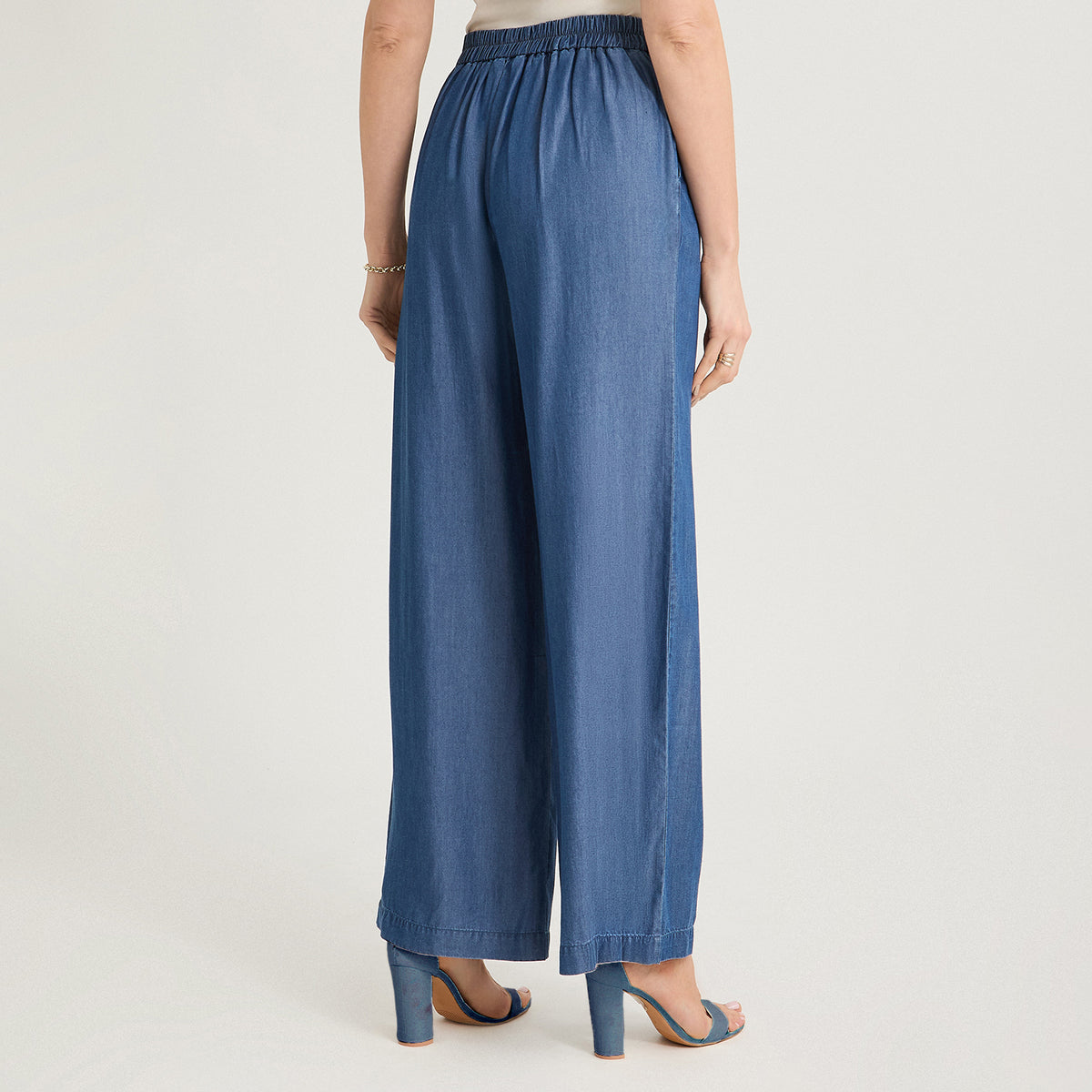 Pantalón Sport Pantalón Palazzo Lyocell Hebilla Metálica Azul