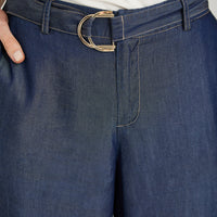Pantalón Sport Pantalón Palazzo Lyocell Hebilla Metálica Azul