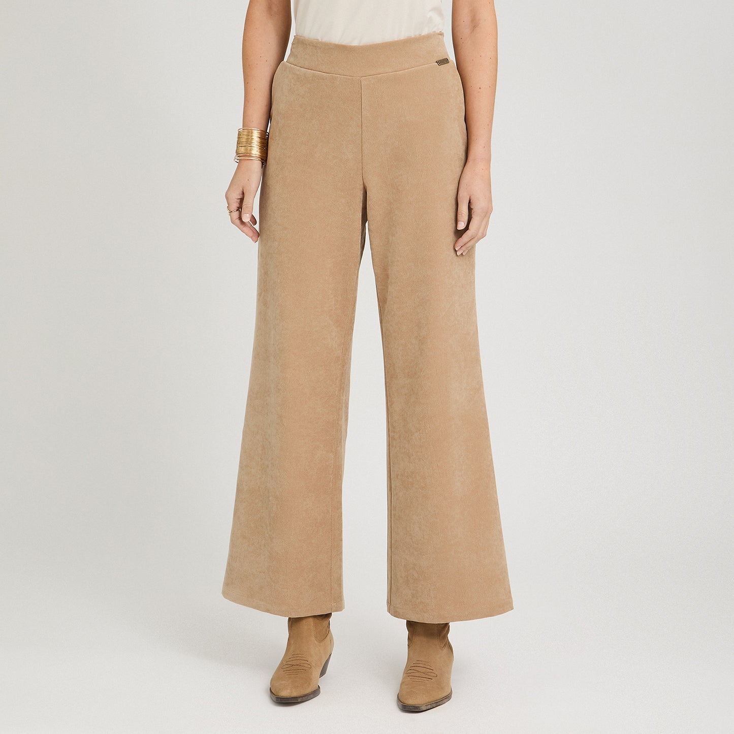 Pantalón Sport Palazzo de Suede Camel