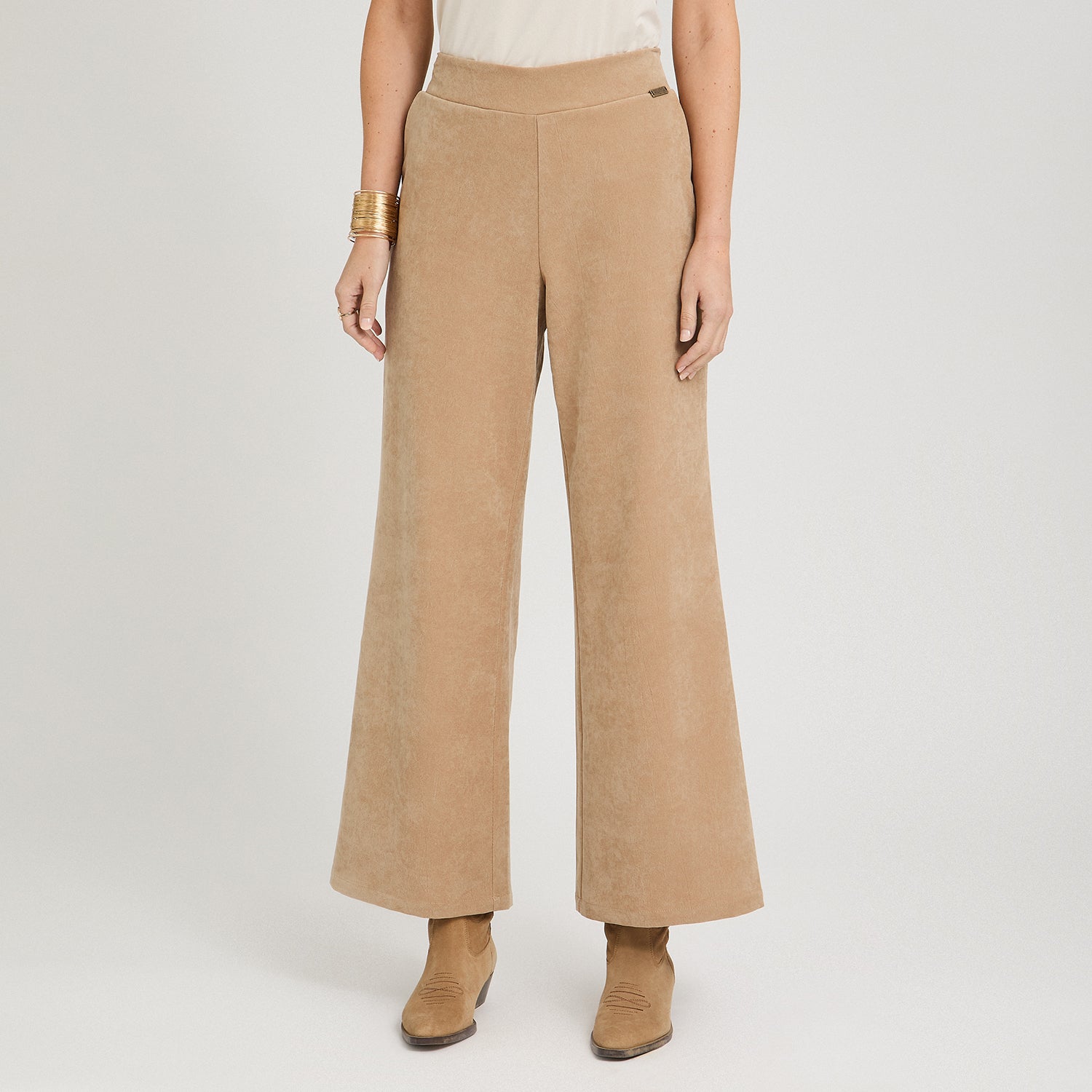 Pantalón Sport Palazzo de Suede Camel